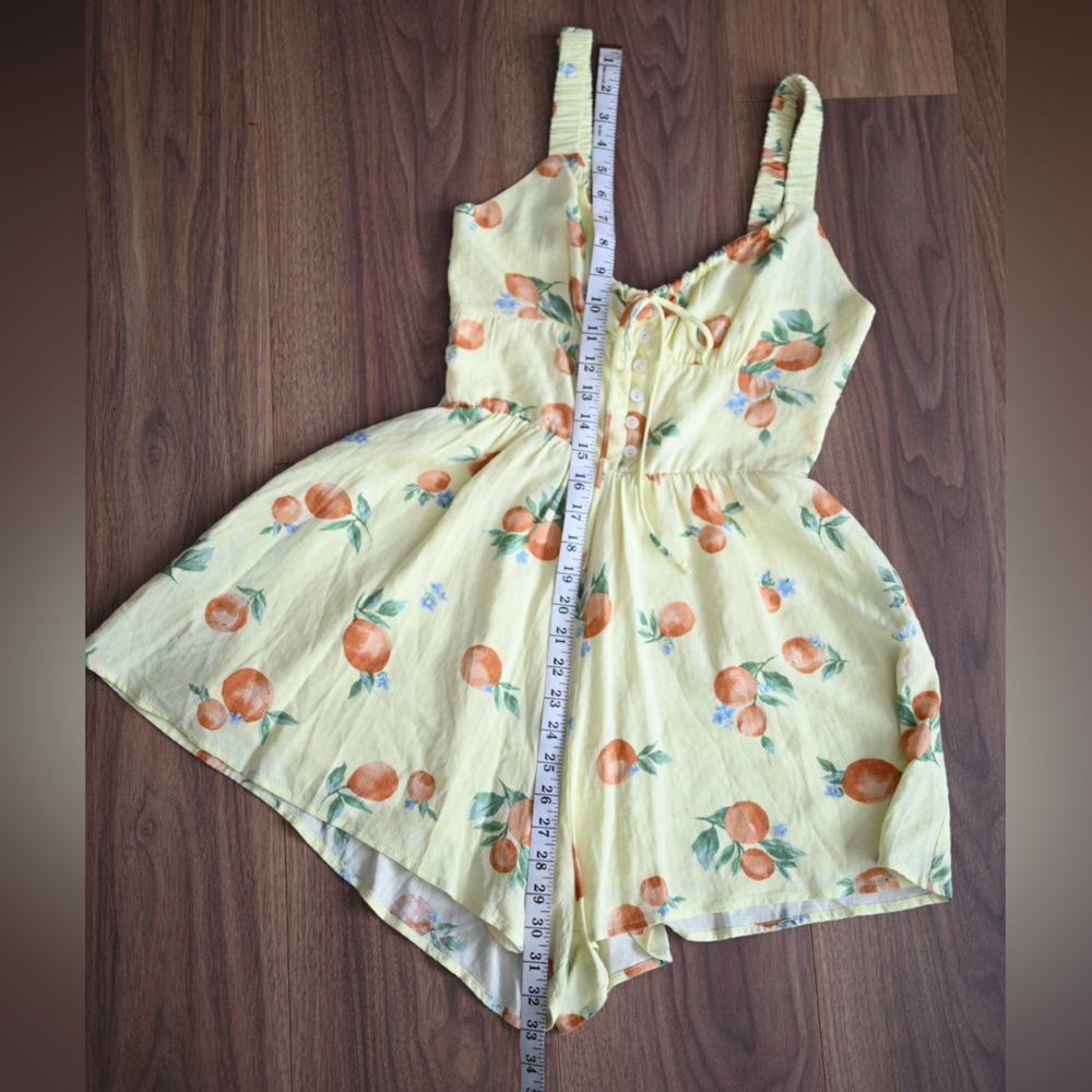 Butter Yellow Romper Size XS Sadie & Sage Orange Blossom Fruit Cottagecore NWOT - Picture 13 of 16